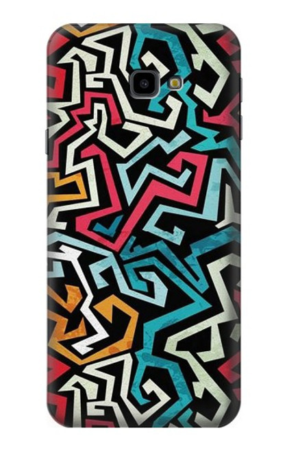 W3712 Pop Art Pattern Hülle Schutzhülle Taschen und Leder Flip für Samsung Galaxy J4+ (2018), J4 Plus (2018)