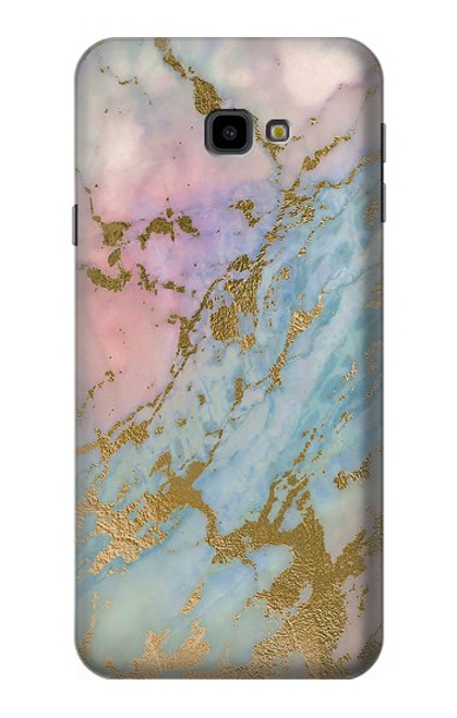 W3717 Rose Gold Blue Pastel Marble Graphic Printed Hülle Schutzhülle Taschen und Leder Flip für Samsung Galaxy J4+ (2018), J4 Plus (2018)