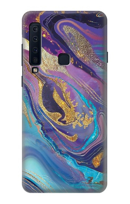 W3676 Colorful Abstract Marble Stone Hülle Schutzhülle Taschen und Leder Flip für Samsung Galaxy A9 (2018), A9 Star Pro, A9s