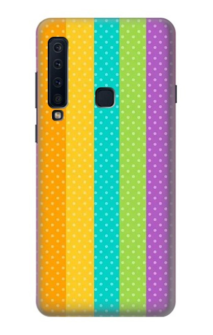 W3678 Colorful Rainbow Vertical Hülle Schutzhülle Taschen und Leder Flip für Samsung Galaxy A9 (2018), A9 Star Pro, A9s