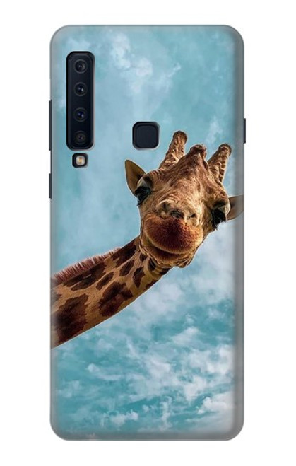 W3680 Cute Smile Giraffe Hülle Schutzhülle Taschen und Leder Flip für Samsung Galaxy A9 (2018), A9 Star Pro, A9s