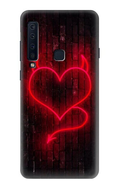 W3682 Devil Heart Hülle Schutzhülle Taschen und Leder Flip für Samsung Galaxy A9 (2018), A9 Star Pro, A9s