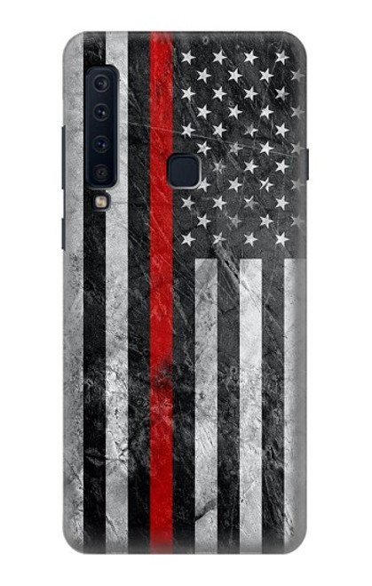 W3687 Firefighter Thin Red Line American Flag Hülle Schutzhülle Taschen und Leder Flip für Samsung Galaxy A9 (2018), A9 Star Pro, A9s
