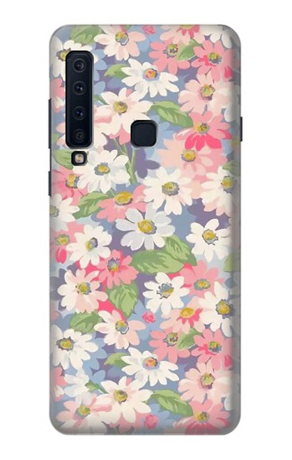 W3688 Floral Flower Art Pattern Hülle Schutzhülle Taschen und Leder Flip für Samsung Galaxy A9 (2018), A9 Star Pro, A9s