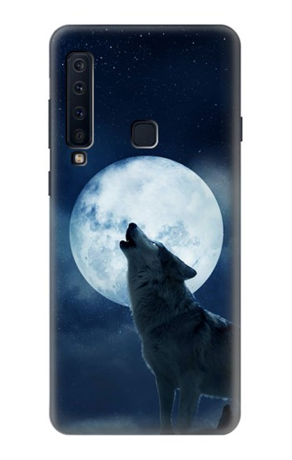 W3693 Grim White Wolf Full Moon Hülle Schutzhülle Taschen und Leder Flip für Samsung Galaxy A9 (2018), A9 Star Pro, A9s