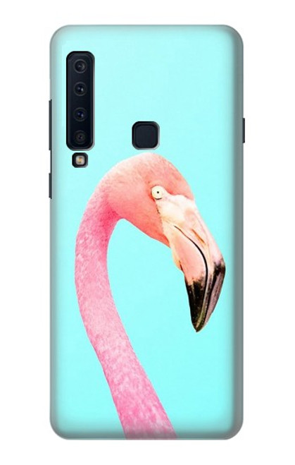 W3708 Pink Flamingo Hülle Schutzhülle Taschen und Leder Flip für Samsung Galaxy A9 (2018), A9 Star Pro, A9s
