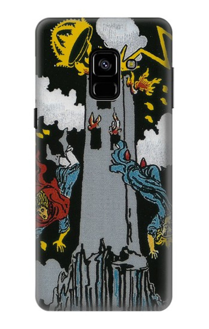 W3745 Tarot Card The Tower Hülle Schutzhülle Taschen und Leder Flip für Samsung Galaxy A8 (2018)