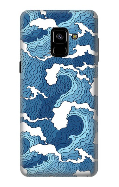 W3751 Wave Pattern Hülle Schutzhülle Taschen und Leder Flip für Samsung Galaxy A8 (2018)