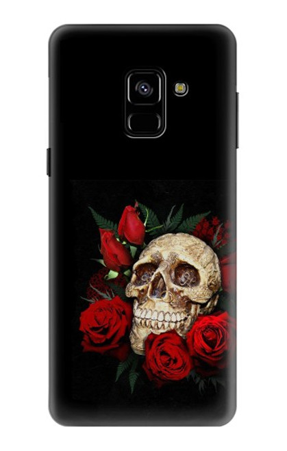 W3753 Dark Gothic Goth Skull Roses Hülle Schutzhülle Taschen und Leder Flip für Samsung Galaxy A8 (2018)