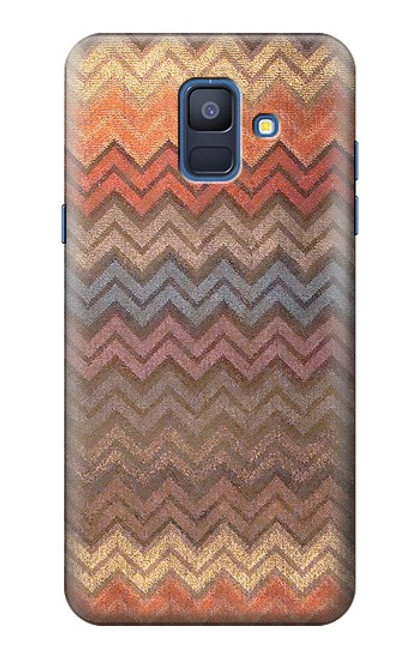 W3752 Zigzag Fabric Pattern Graphic Printed Hülle Schutzhülle Taschen und Leder Flip für Samsung Galaxy A6 (2018)