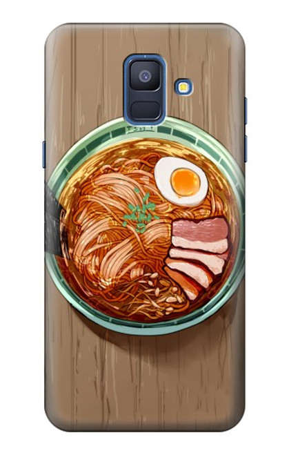 W3756 Ramen Noodles Hülle Schutzhülle Taschen und Leder Flip für Samsung Galaxy A6 (2018)