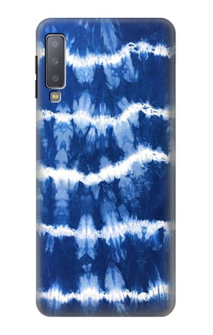 W3671 Blue Tie Dye Hülle Schutzhülle Taschen und Leder Flip für Samsung Galaxy A7 (2018)