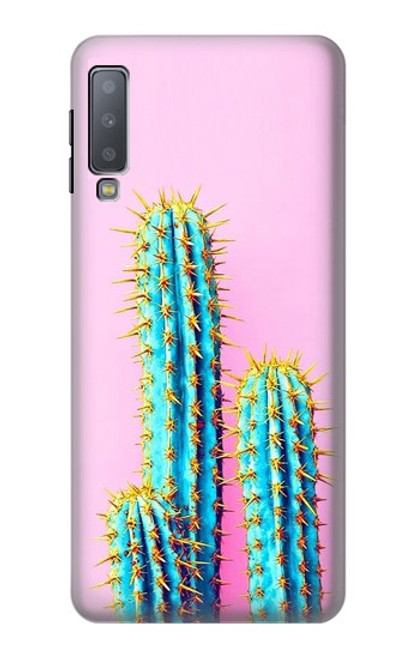 W3673 Cactus Hülle Schutzhülle Taschen und Leder Flip für Samsung Galaxy A7 (2018)