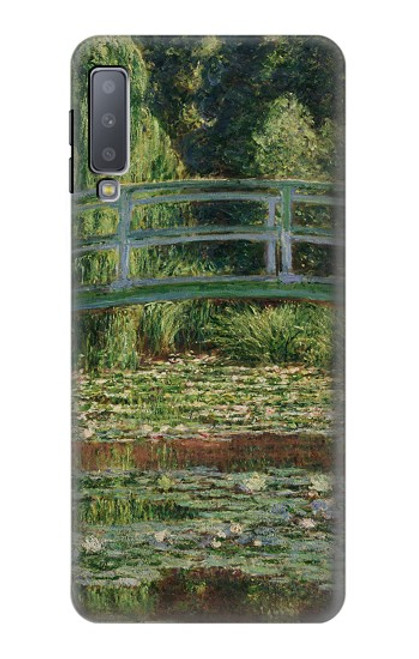 W3674 Claude Monet Footbridge and Water Lily Pool Hülle Schutzhülle Taschen und Leder Flip für Samsung Galaxy A7 (2018)