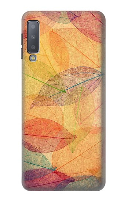 W3686 Fall Season Leaf Autumn Hülle Schutzhülle Taschen und Leder Flip für Samsung Galaxy A7 (2018)