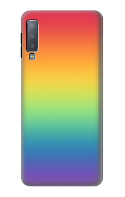 W3698 LGBT Gradient Pride Flag Hülle Schutzhülle Taschen und Leder Flip für Samsung Galaxy A7 (2018)