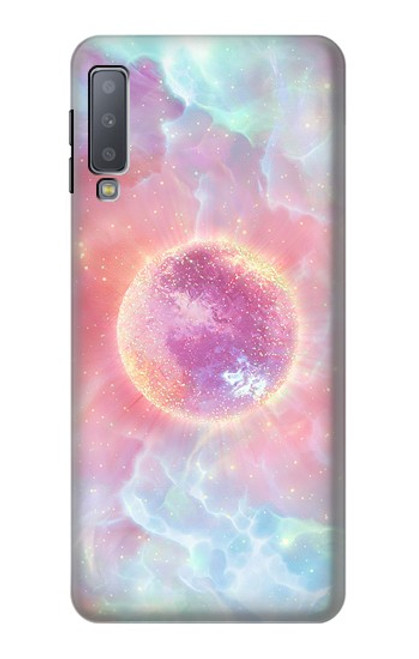 W3709 Pink Galaxy Hülle Schutzhülle Taschen und Leder Flip für Samsung Galaxy A7 (2018)