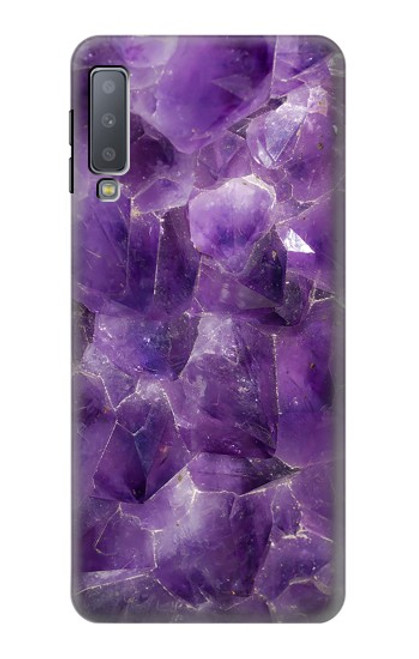 W3713 Purple Quartz Amethyst Graphic Printed Hülle Schutzhülle Taschen und Leder Flip für Samsung Galaxy A7 (2018)