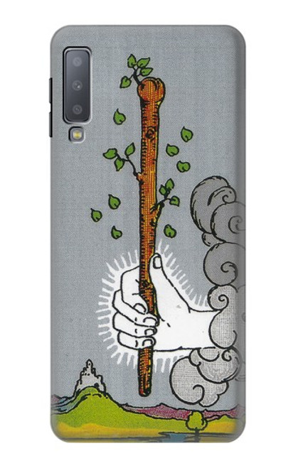 W3723 Tarot Card Age of Wands Hülle Schutzhülle Taschen und Leder Flip für Samsung Galaxy A7 (2018)