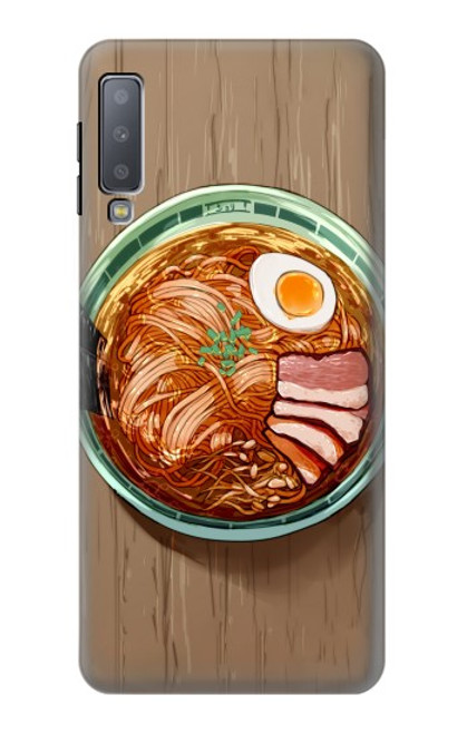 W3756 Ramen Noodles Hülle Schutzhülle Taschen und Leder Flip für Samsung Galaxy A7 (2018)