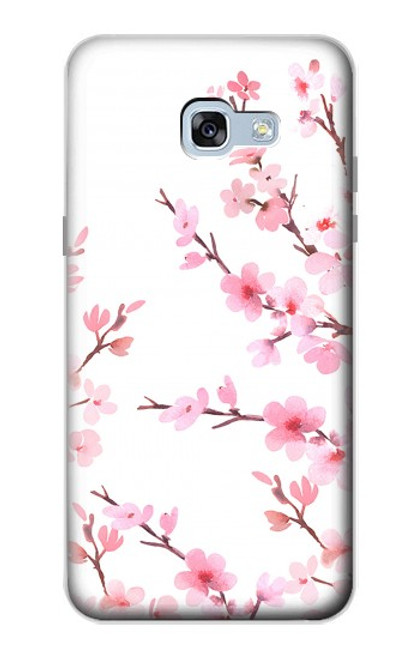 W3707 Pink Cherry Blossom Spring Flower Hülle Schutzhülle Taschen und Leder Flip für Samsung Galaxy A5 (2017)
