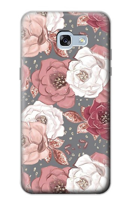 W3716 Rose Floral Pattern Hülle Schutzhülle Taschen und Leder Flip für Samsung Galaxy A5 (2017)