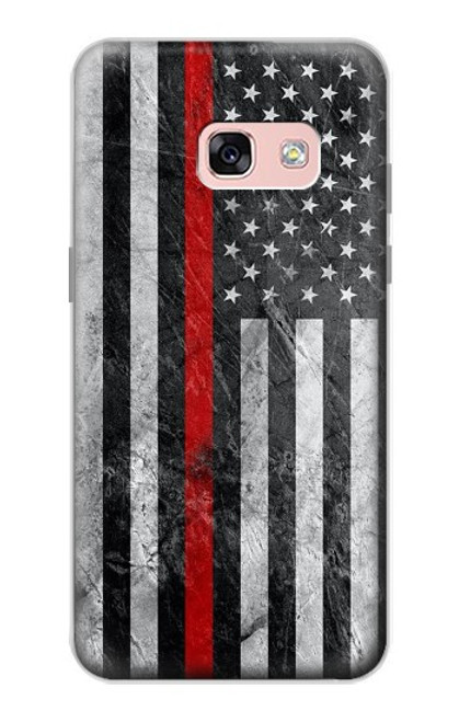 W3687 Firefighter Thin Red Line American Flag Hülle Schutzhülle Taschen und Leder Flip für Samsung Galaxy A3 (2017)