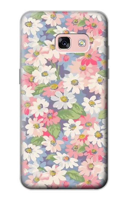 W3688 Floral Flower Art Pattern Hülle Schutzhülle Taschen und Leder Flip für Samsung Galaxy A3 (2017)