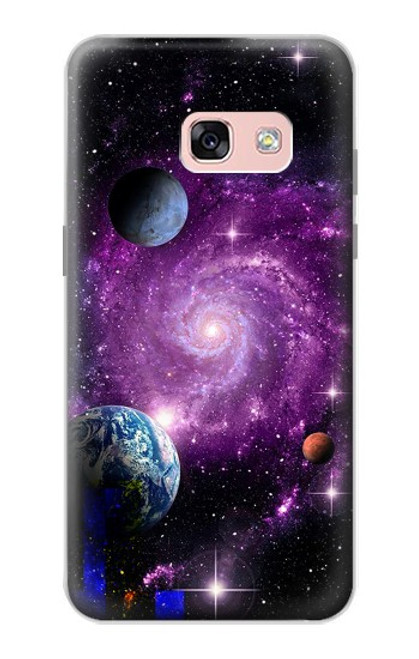 W3689 Galaxy Outer Space Planet Hülle Schutzhülle Taschen und Leder Flip für Samsung Galaxy A3 (2017)