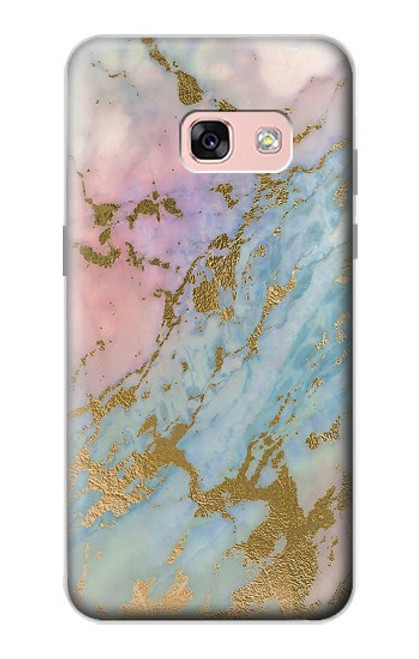 W3717 Rose Gold Blue Pastel Marble Graphic Printed Hülle Schutzhülle Taschen und Leder Flip für Samsung Galaxy A3 (2017)