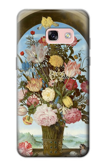 W3749 Vase of Flowers Hülle Schutzhülle Taschen und Leder Flip für Samsung Galaxy A3 (2017)