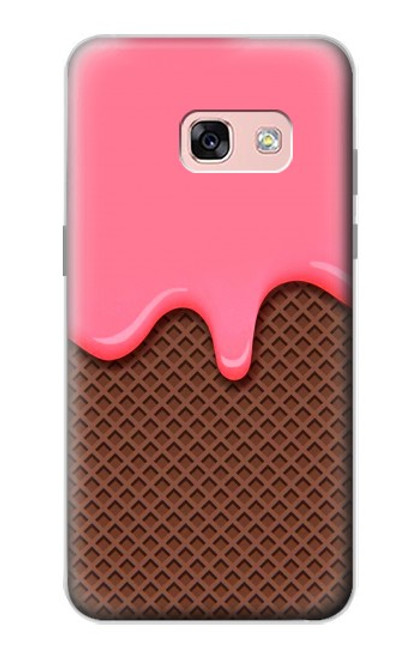W3754 Strawberry Ice Cream Cone Hülle Schutzhülle Taschen und Leder Flip für Samsung Galaxy A3 (2017)
