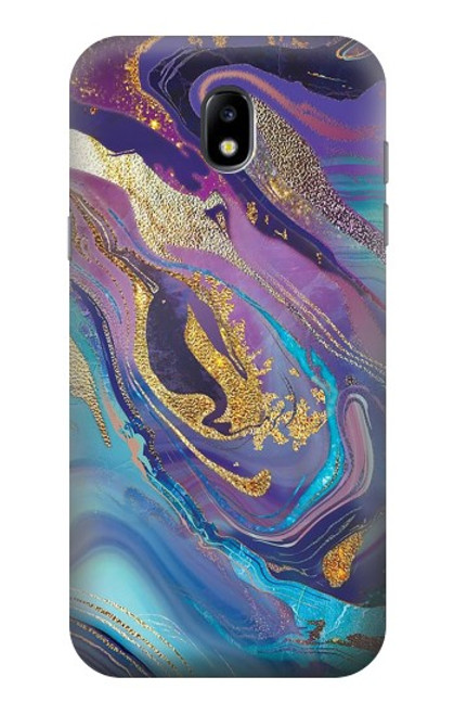 W3676 Colorful Abstract Marble Stone Hülle Schutzhülle Taschen und Leder Flip für Samsung Galaxy J5 (2017) EU Version