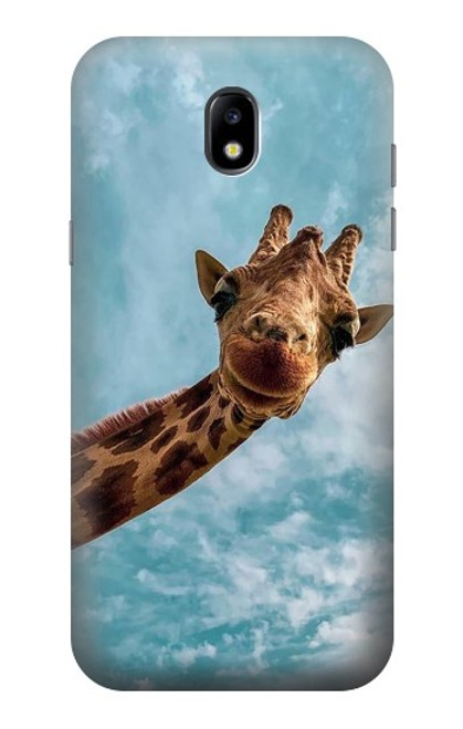 W3680 Cute Smile Giraffe Hülle Schutzhülle Taschen und Leder Flip für Samsung Galaxy J5 (2017) EU Version