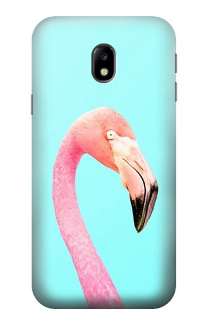 W3708 Pink Flamingo Hülle Schutzhülle Taschen und Leder Flip für Samsung Galaxy J3 (2017) EU Version