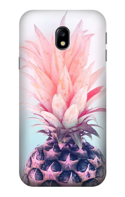 W3711 Pink Pineapple Hülle Schutzhülle Taschen und Leder Flip für Samsung Galaxy J3 (2017) EU Version