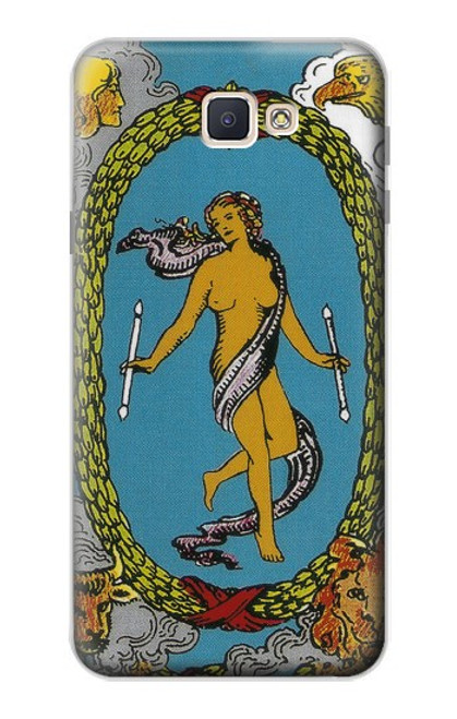 W3746 Tarot Card The World Hülle Schutzhülle Taschen und Leder Flip für Samsung Galaxy J7 Prime (SM-G610F)