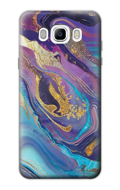 W3676 Colorful Abstract Marble Stone Hülle Schutzhülle Taschen und Leder Flip für Samsung Galaxy J7 (2016)