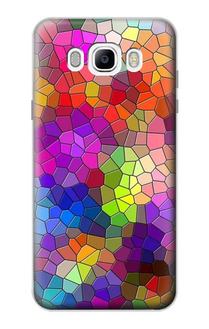 W3677 Colorful Brick Mosaics Hülle Schutzhülle Taschen und Leder Flip für Samsung Galaxy J7 (2016)