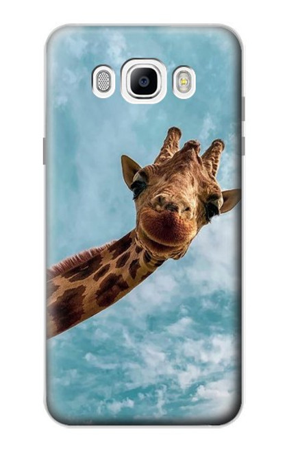 W3680 Cute Smile Giraffe Hülle Schutzhülle Taschen und Leder Flip für Samsung Galaxy J7 (2016)