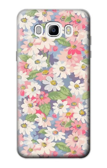 W3688 Floral Flower Art Pattern Hülle Schutzhülle Taschen und Leder Flip für Samsung Galaxy J7 (2016)