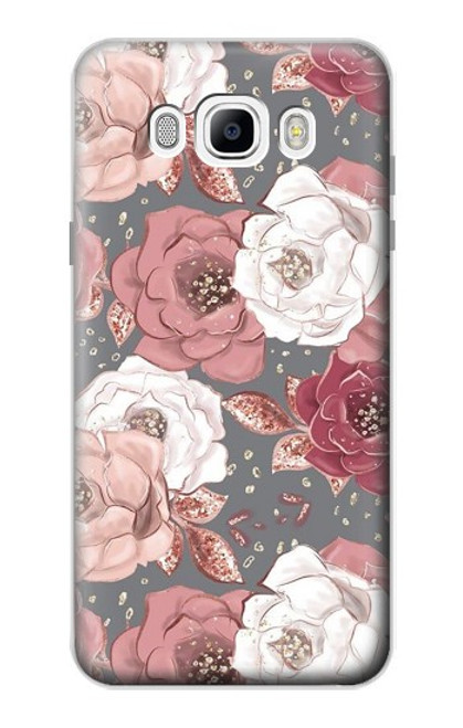 W3716 Rose Floral Pattern Hülle Schutzhülle Taschen und Leder Flip für Samsung Galaxy J7 (2016)