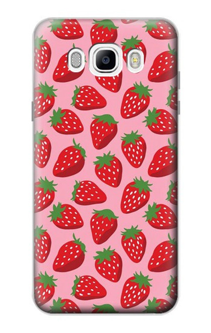 W3719 Strawberry Pattern Hülle Schutzhülle Taschen und Leder Flip für Samsung Galaxy J7 (2016)