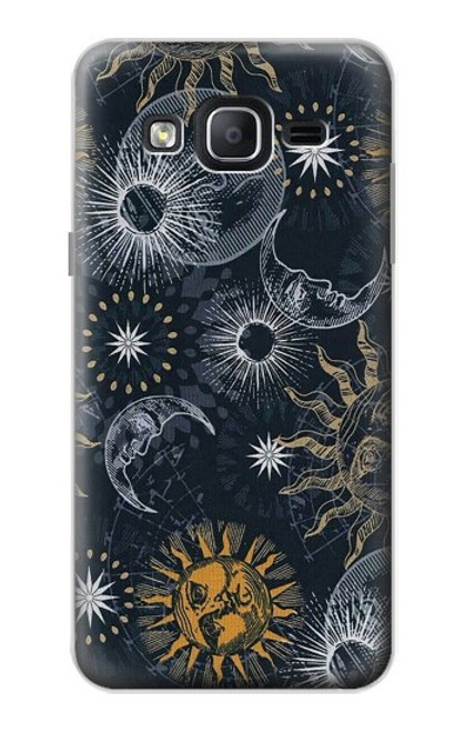 W3702 Moon and Sun Hülle Schutzhülle Taschen und Leder Flip für Samsung Galaxy On5