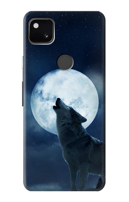 W3693 Grim White Wolf Full Moon Hülle Schutzhülle Taschen und Leder Flip für Google Pixel 4a