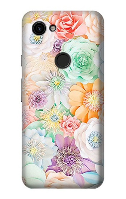 W3705 Pastel Floral Flower Hülle Schutzhülle Taschen und Leder Flip für Google Pixel 3a