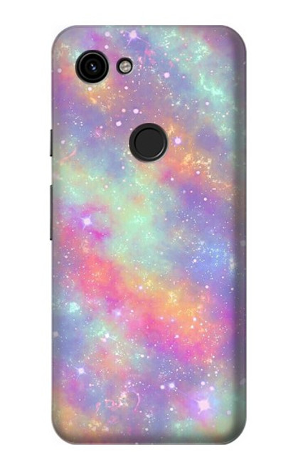 W3706 Pastel Rainbow Galaxy Pink Sky Hülle Schutzhülle Taschen und Leder Flip für Google Pixel 3a