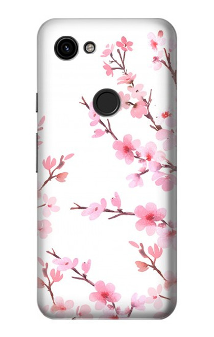 W3707 Pink Cherry Blossom Spring Flower Hülle Schutzhülle Taschen und Leder Flip für Google Pixel 3a