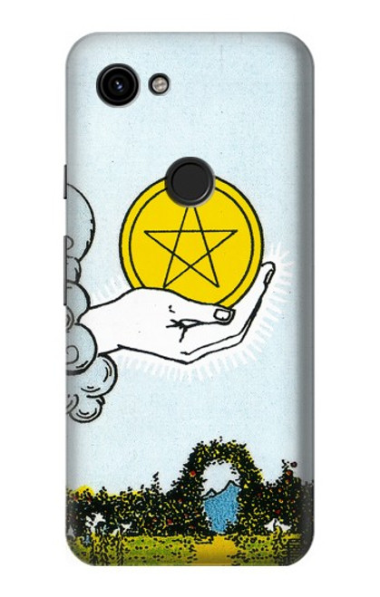 W3722 Tarot Card Ace of Pentacles Coins Hülle Schutzhülle Taschen und Leder Flip für Google Pixel 3a