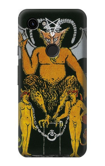 W3740 Tarot Card The Devil Hülle Schutzhülle Taschen und Leder Flip für Google Pixel 3a